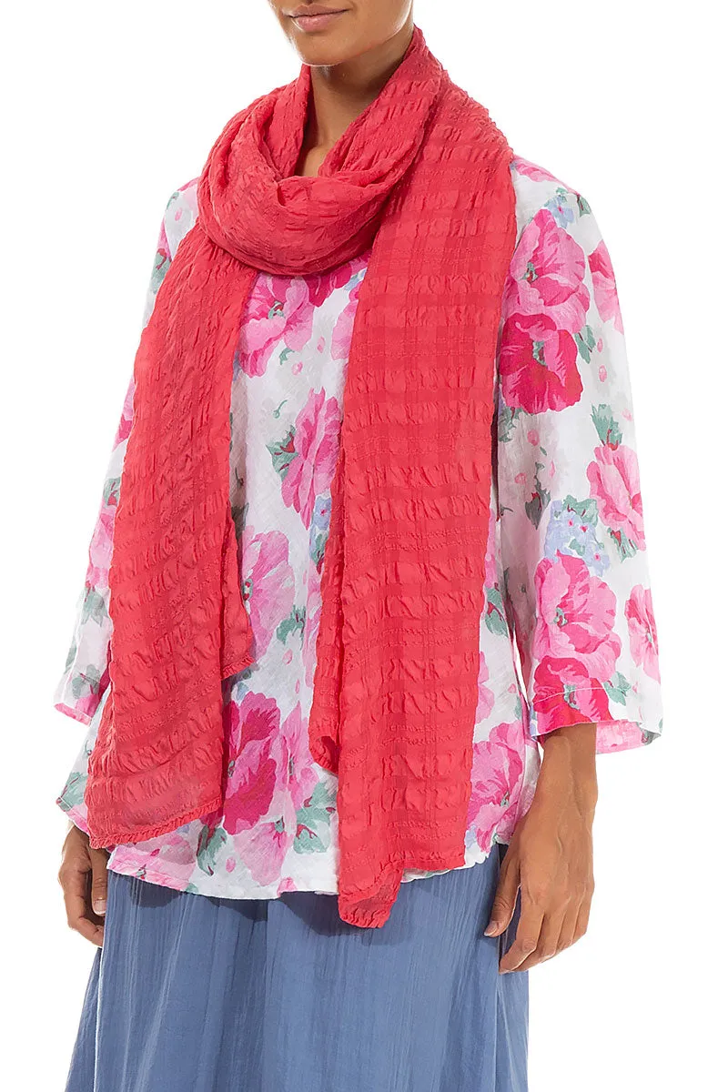 Lightweight Raspberry Textured Silk Scarf