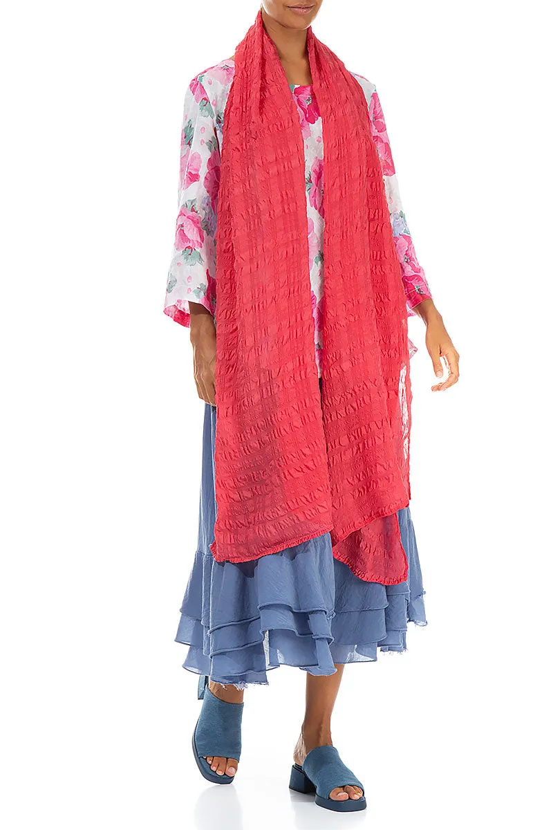 Lightweight Raspberry Textured Silk Scarf
