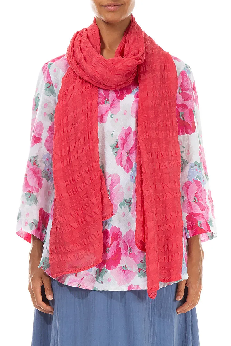 Lightweight Raspberry Textured Silk Scarf