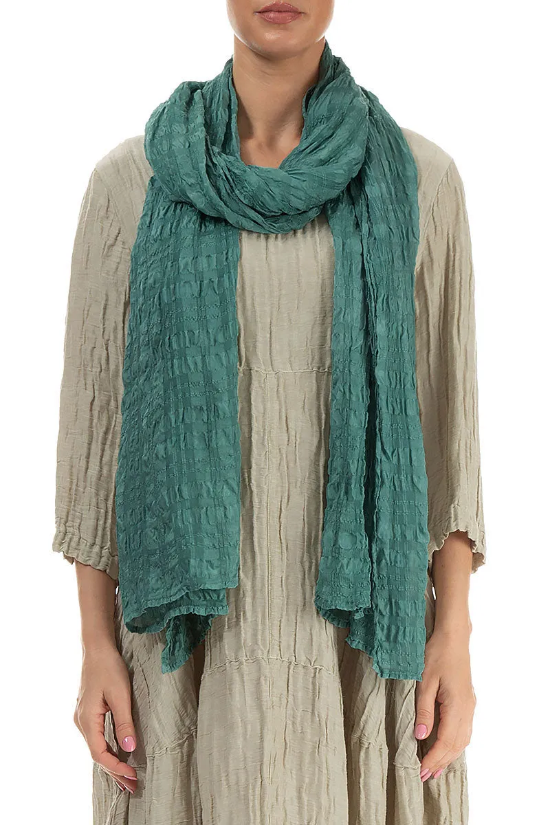 Lightweight Turquoise Textured Silk Scarf