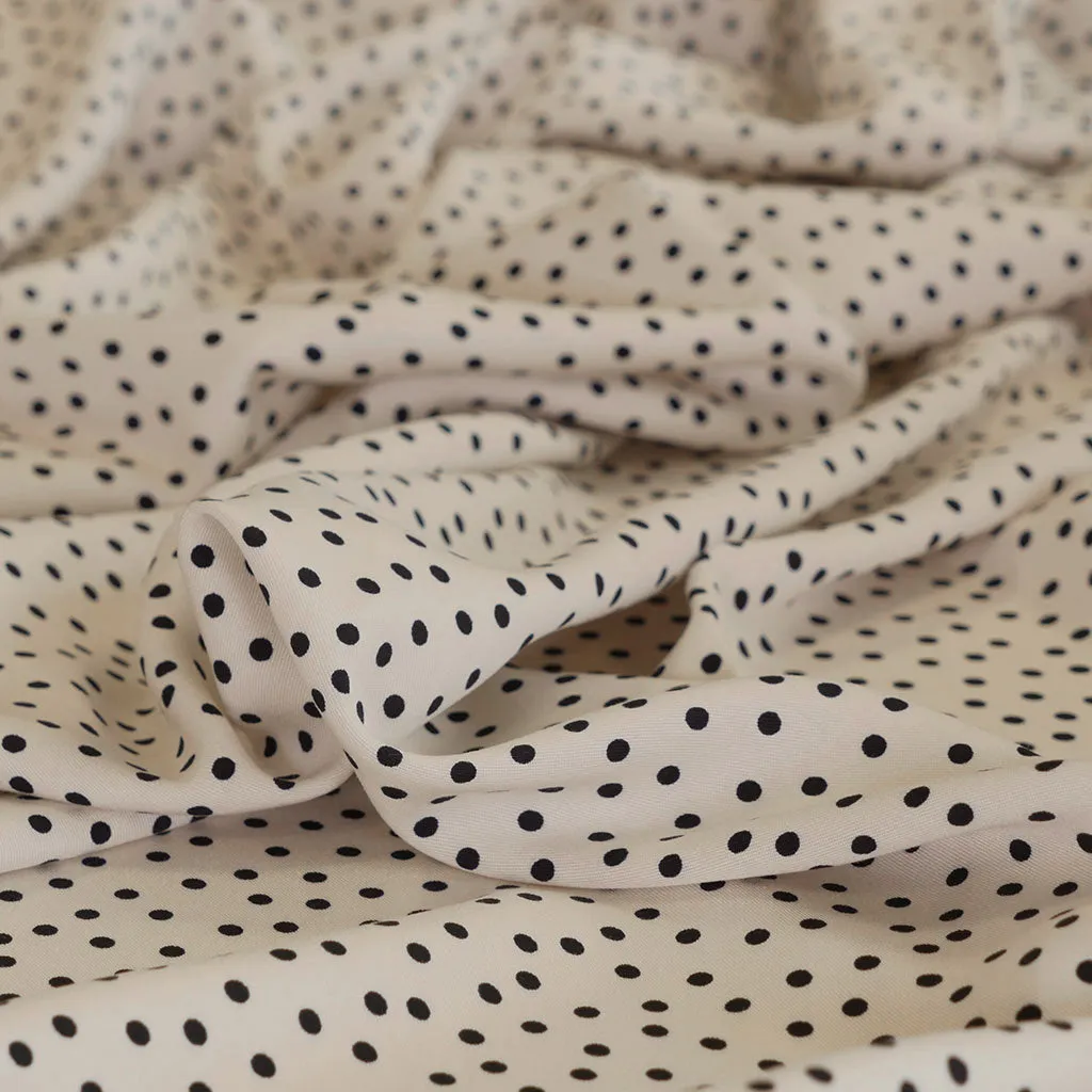 Linz - Parchment Cream Dotty Viscose Woven Twill Fabric - 1.08m Remnant