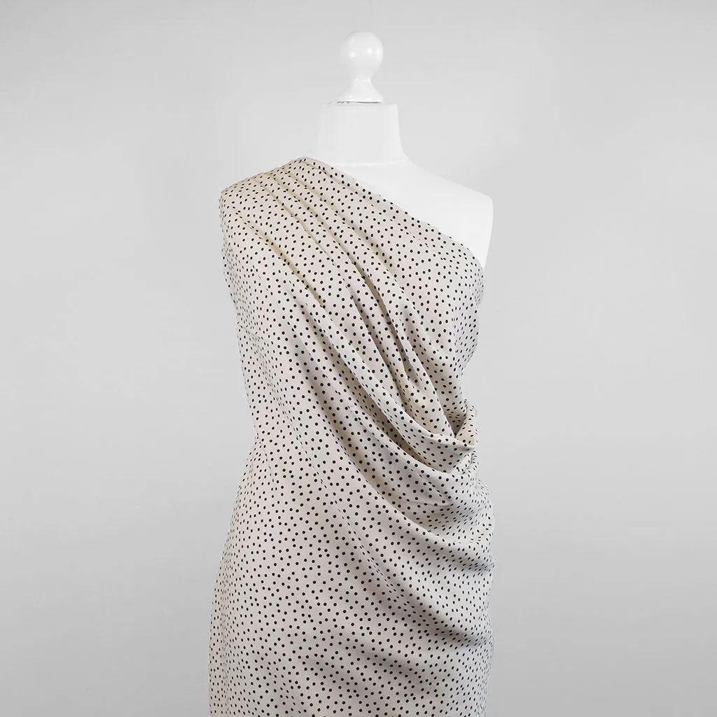 Linz - Parchment Cream Dotty Viscose Woven Twill Fabric - 1.08m Remnant