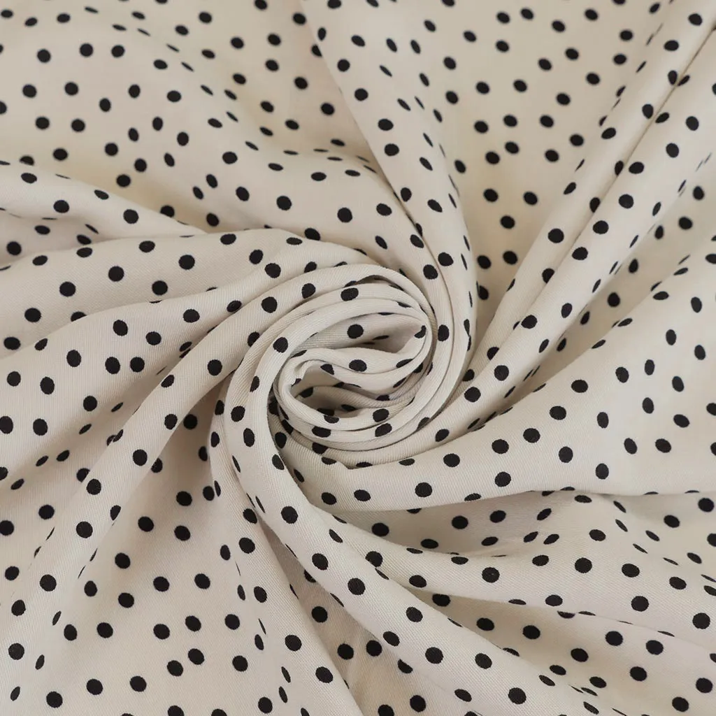 Linz - Parchment Cream Dotty Viscose Woven Twill Fabric - 1.08m Remnant