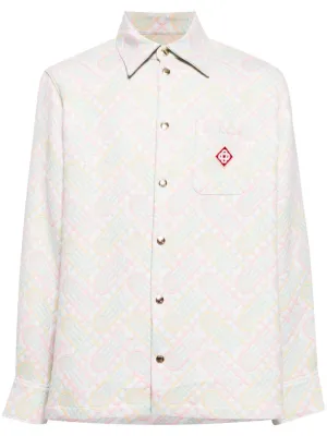 logo-appliqué monogram-jacquard jacket