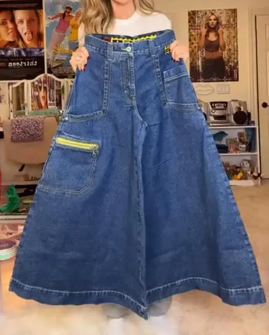 Loose Fitting Unique Large Pocket Jeans