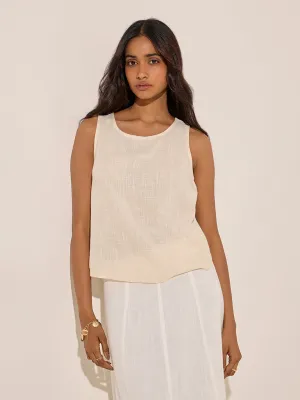 LOV Off-White Solid Blouse