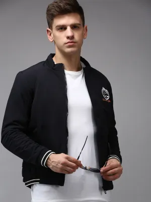 Men Blue Solid Jacket