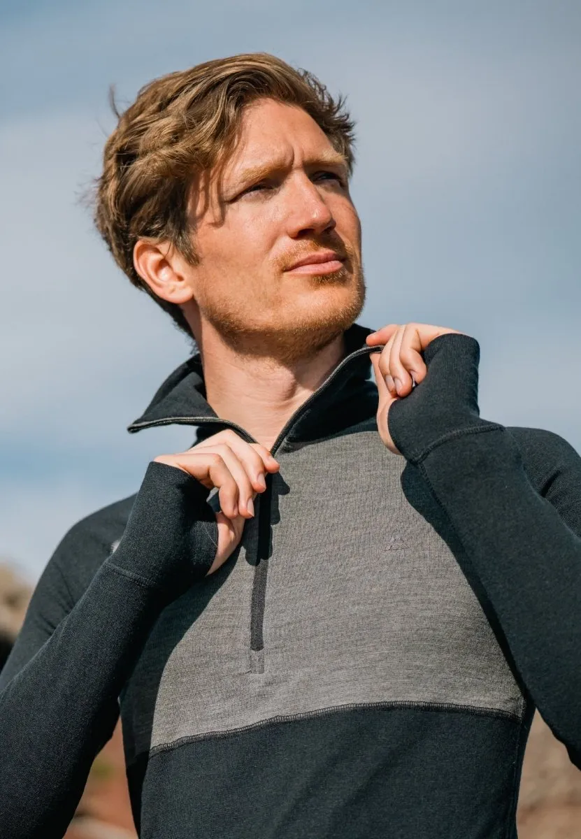 MERINO WOOL BASE LAYER HALF-ZIP SHIRT FOR MEN