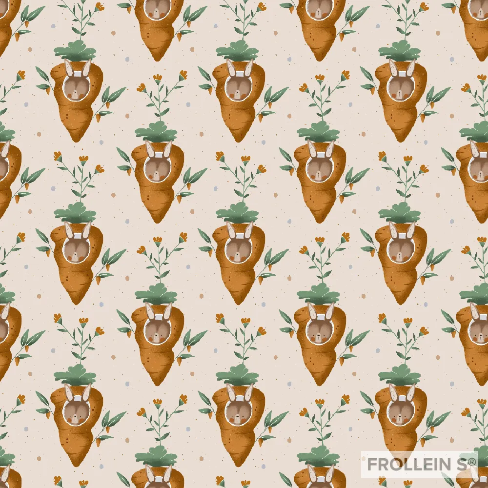 Organic Cotton Jersey - Carrot Bunny - Peach