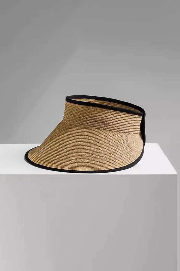 Packable Wide-brim Straw Sun Visor with Velcro Closure