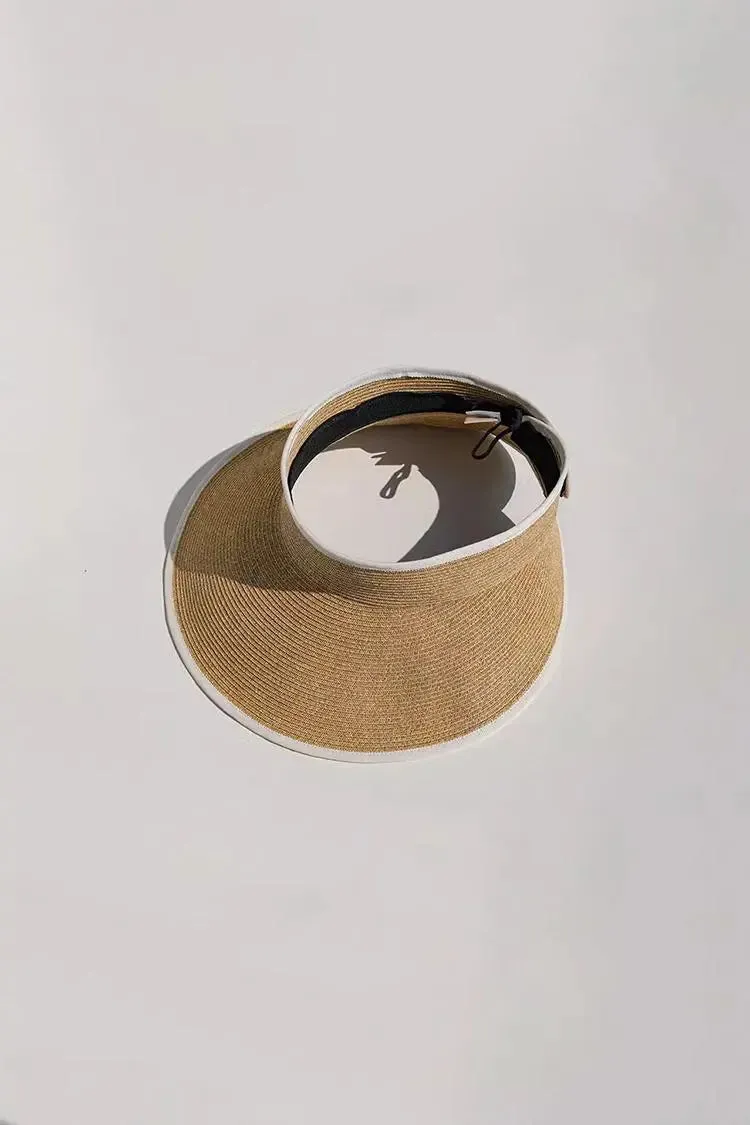 Packable Wide-brim Straw Sun Visor with Velcro Closure