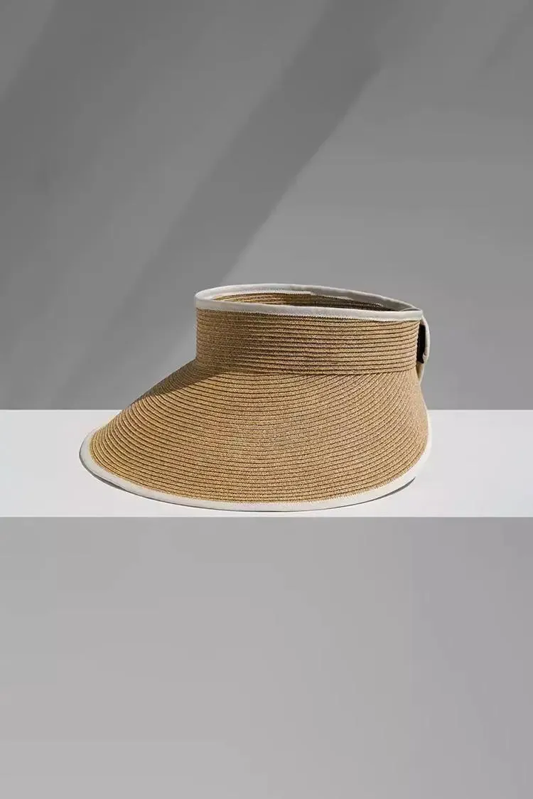 Packable Wide-brim Straw Sun Visor with Velcro Closure