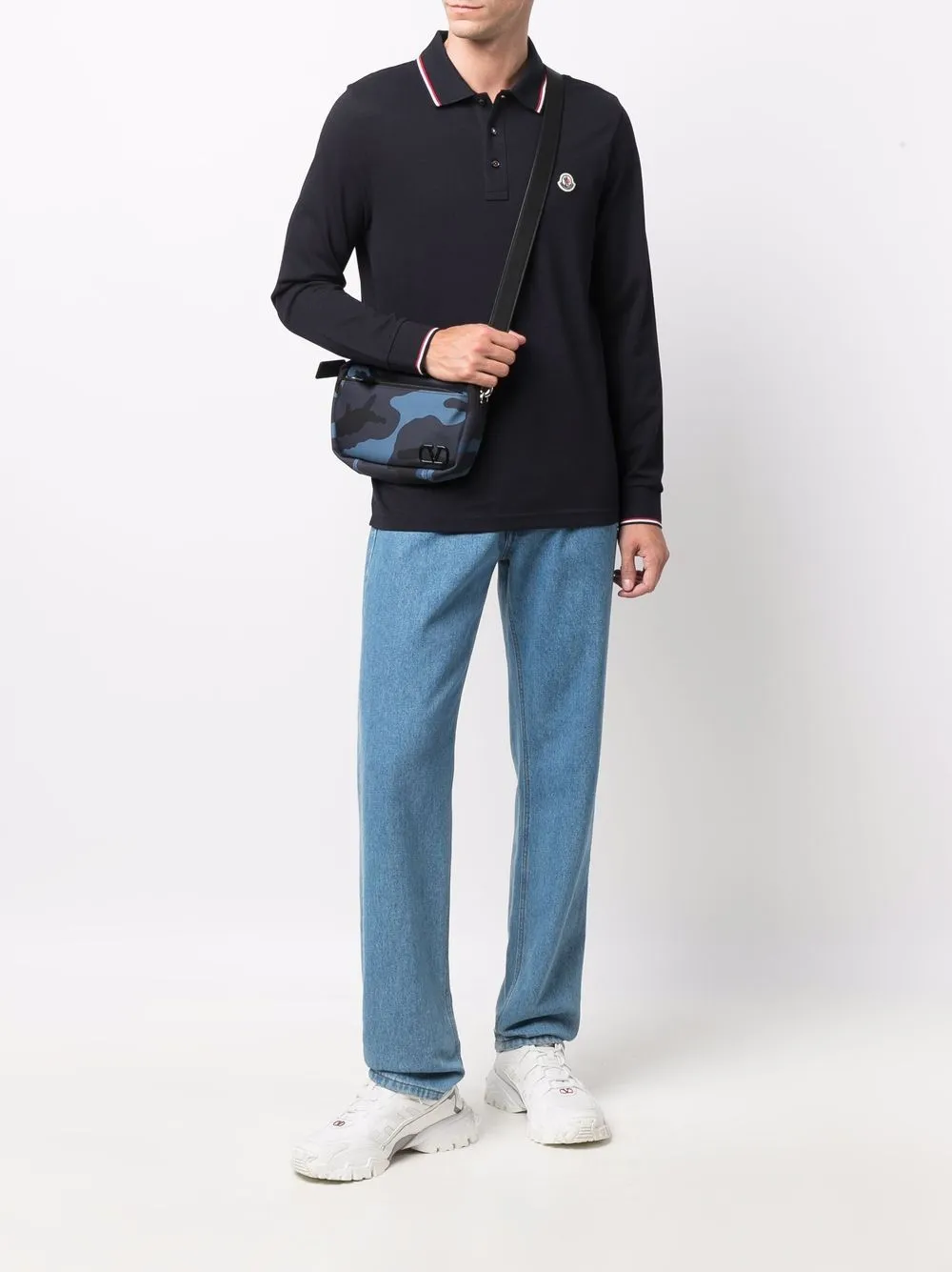 patch-detail long-sleeved polo shirt