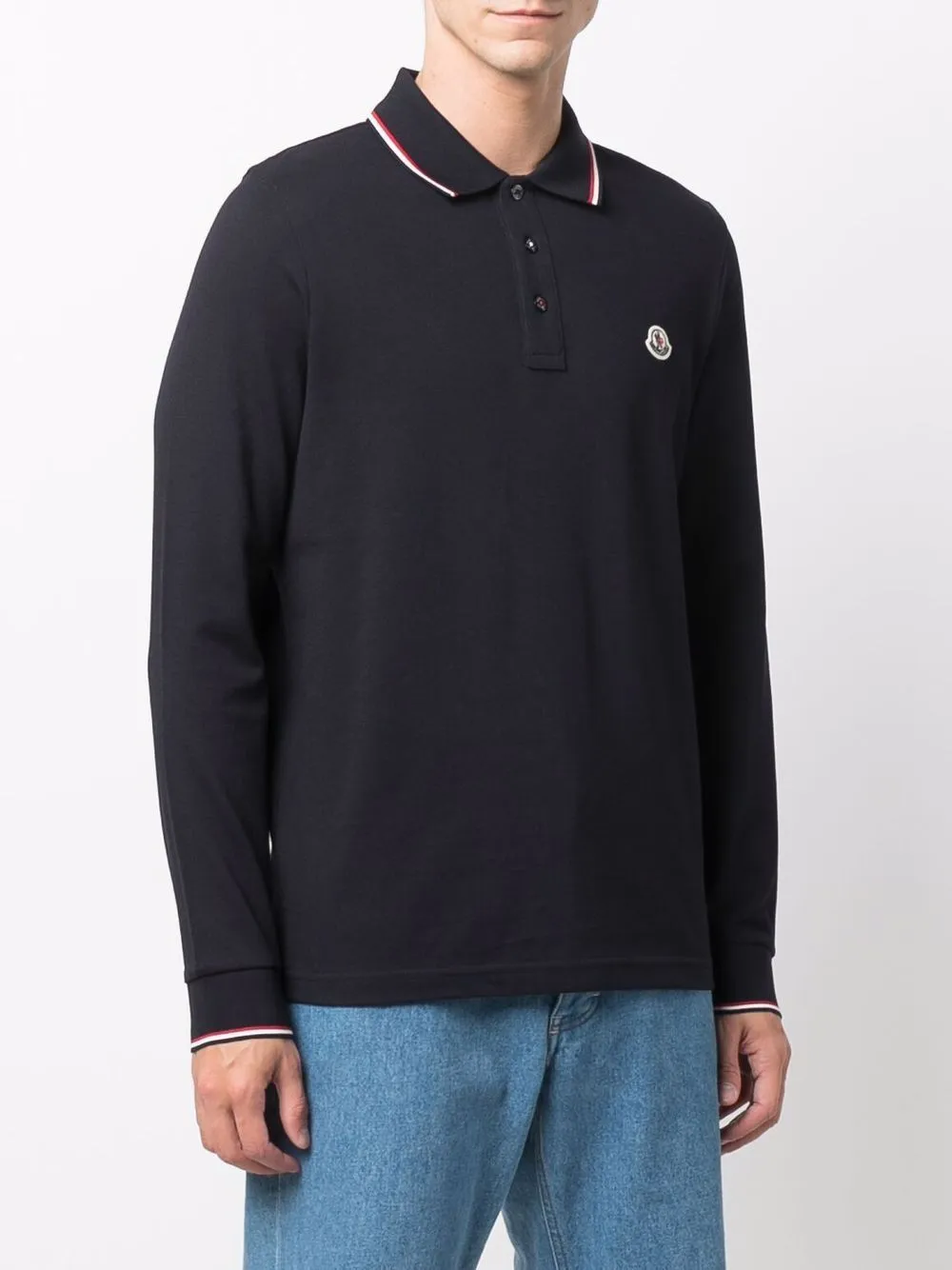 patch-detail long-sleeved polo shirt