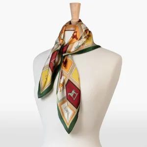 Pony Club - Stylized Equestrian Pattern in Saffron and Charcoal Scarf