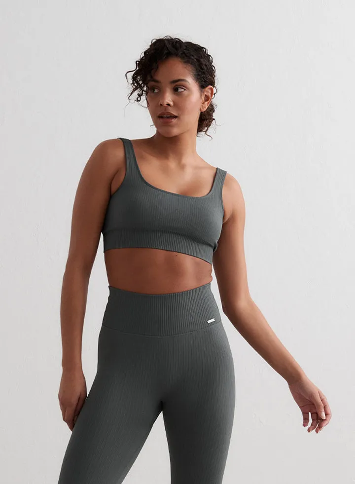 Ribbed Seamless Bra | Sage