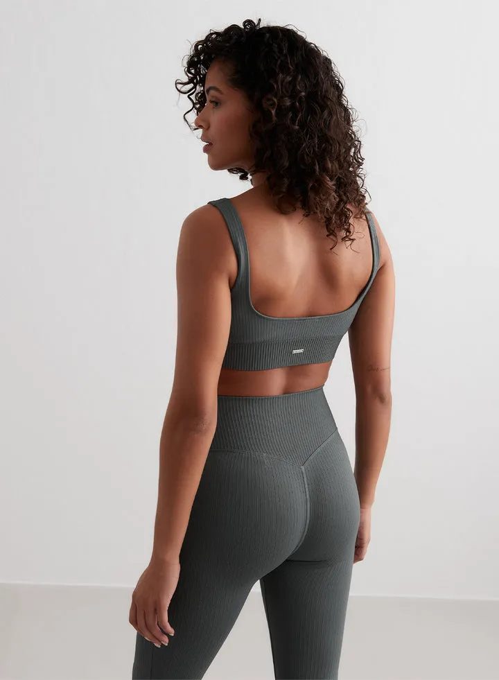 Ribbed Seamless Bra | Sage