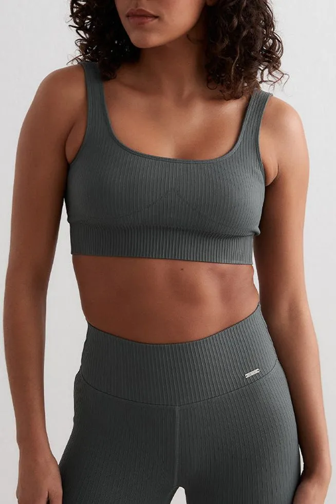 Ribbed Seamless Bra | Sage