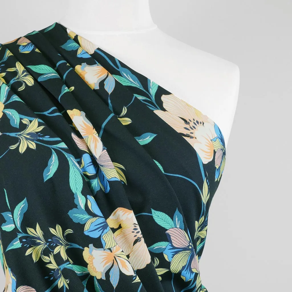 Rossi 5484 - Dark Navy Floral Viscose Elastane Single Jersey Fabric from John Kaldor Sample