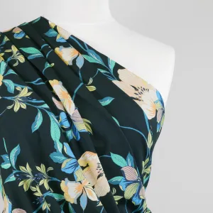 Rossi 5484 - Dark Navy Floral Viscose Elastane Single Jersey Fabric from John Kaldor Sample