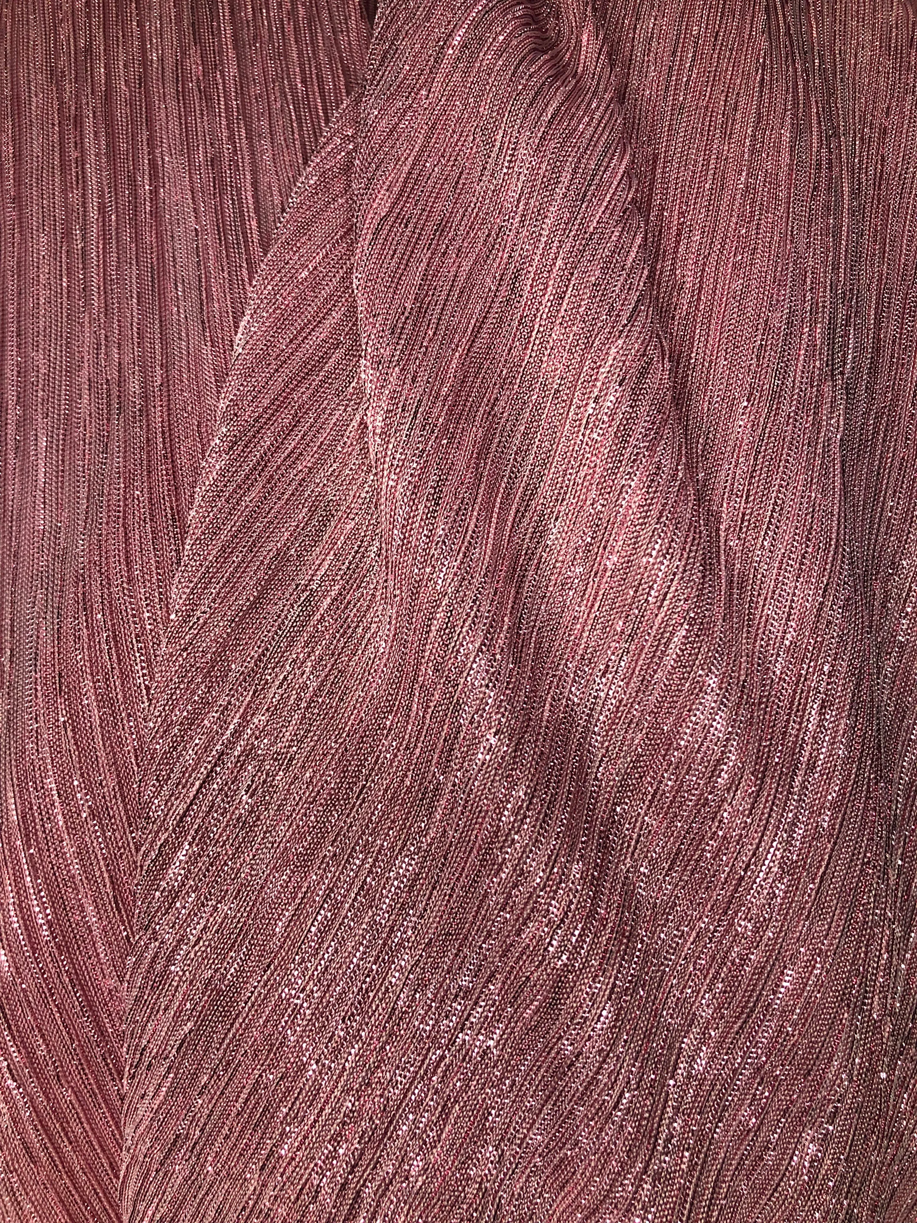 Scarf-Dusty Pink Tricot Pleated Metal Threads Tricot Pleated Metal Threads