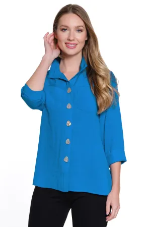 Solid Camp Shirt - Petite - Cobalt