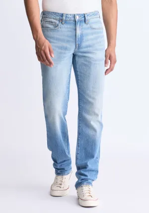 Straight Six Men's Crinkled and Sanded Jeans, Light blue - BM26000
