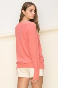 Tea Rose | Seam Detail V-Neck Sweaters