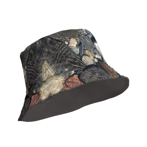 The EARTH LOVE Collection - "Rock Renaissance" Design Premium Reversible Bucket Hat - Dark Gray Inside - Beach Hat, Gifts for Her, Gifts for Him