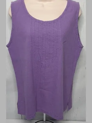 Top- Pleated Tank-Purple-Women's-S-1265