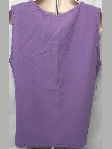 Top- Pleated Tank-Purple-Women's-S-1265