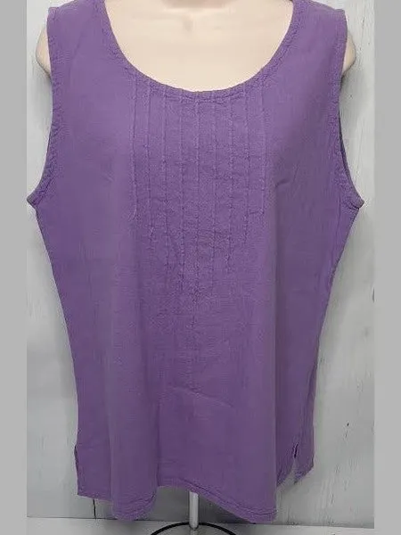 Top- Pleated Tank-Purple-Women's-S-1265