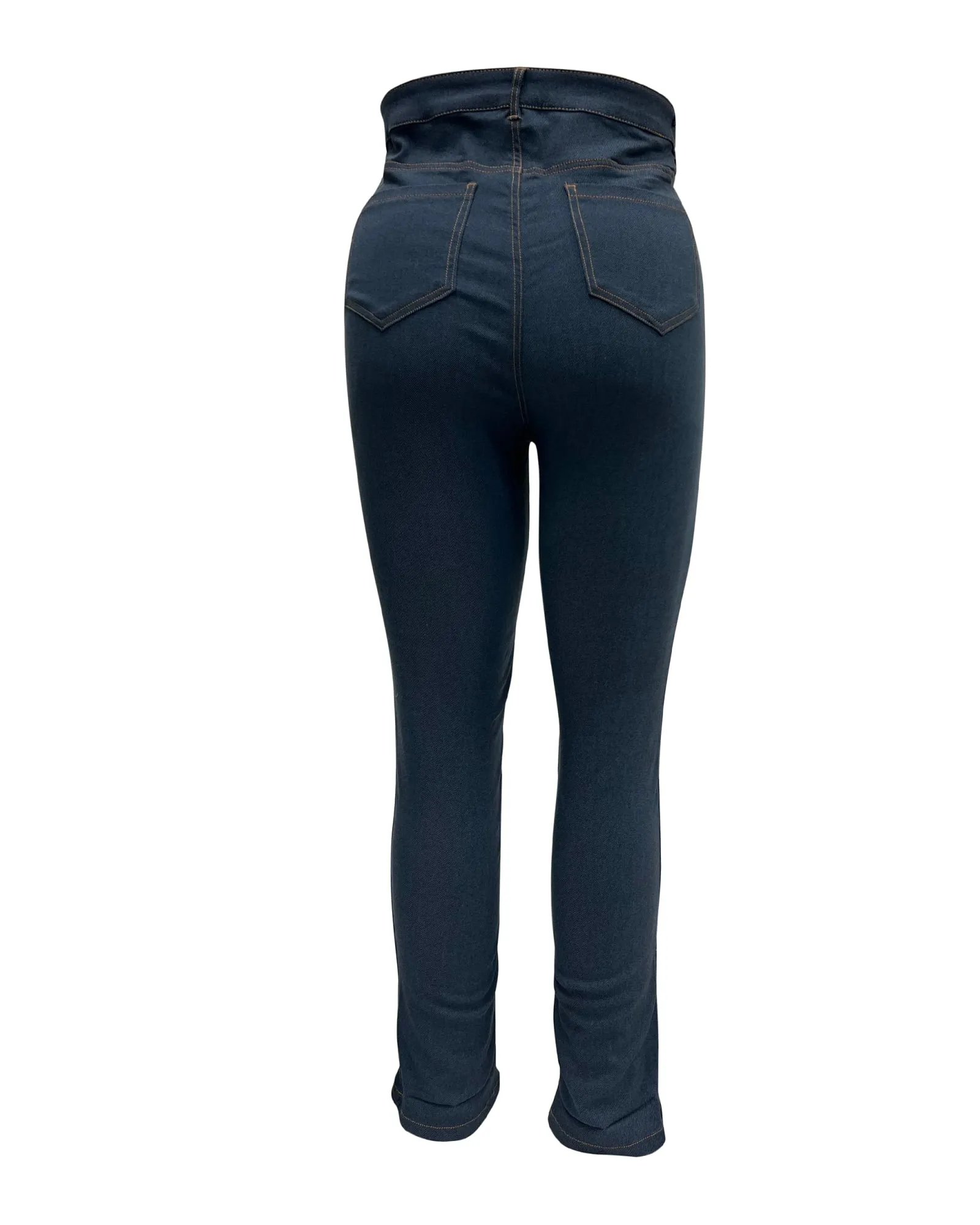 Unique Vintage Indigo Denim Cuffed Jeans | Blue