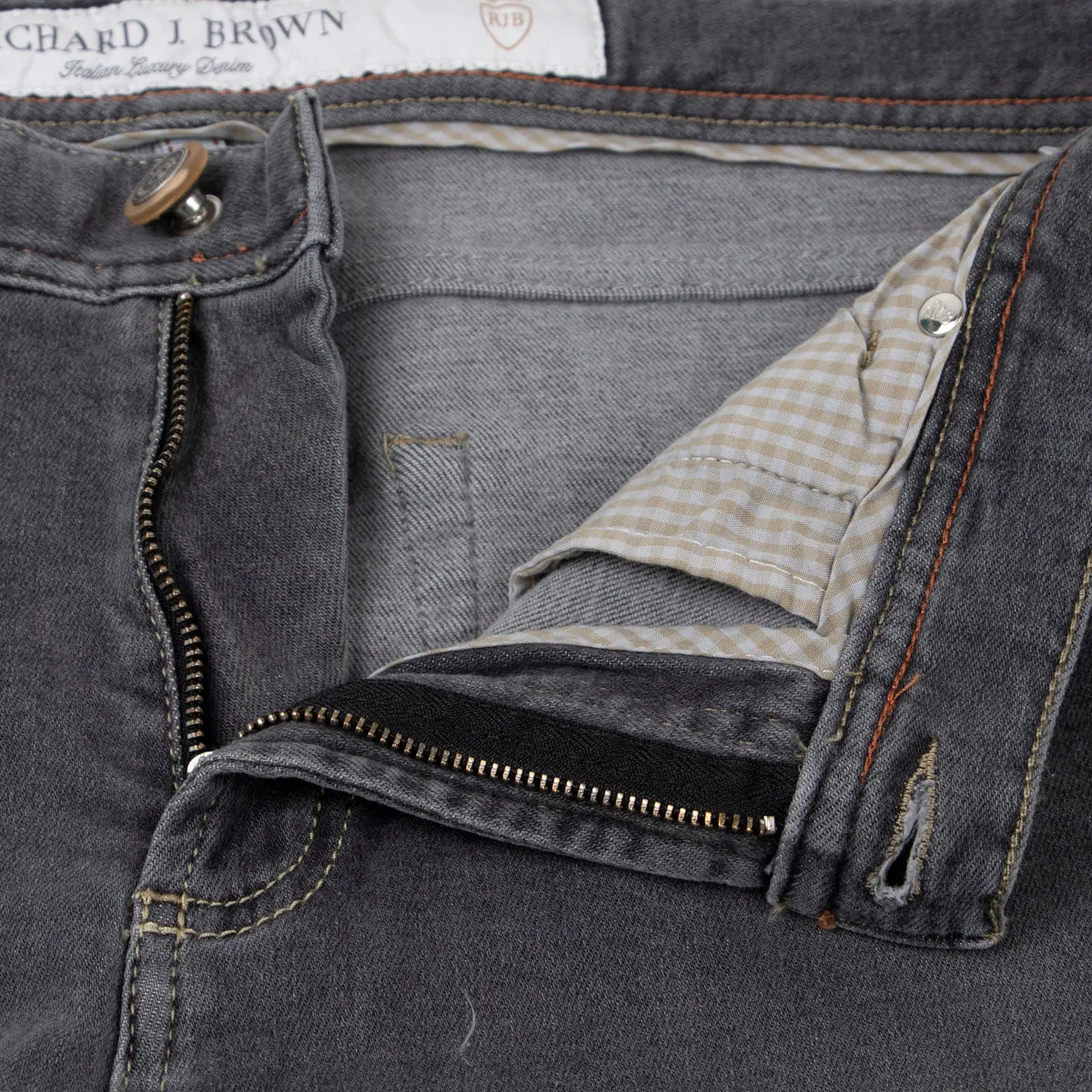 Washed Grey Cashmere Denim 'Milano' Regular Fit Jeans