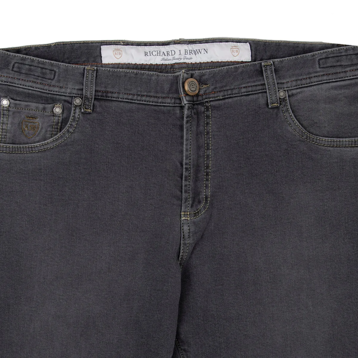 Washed Grey Cashmere Denim 'Milano' Regular Fit Jeans