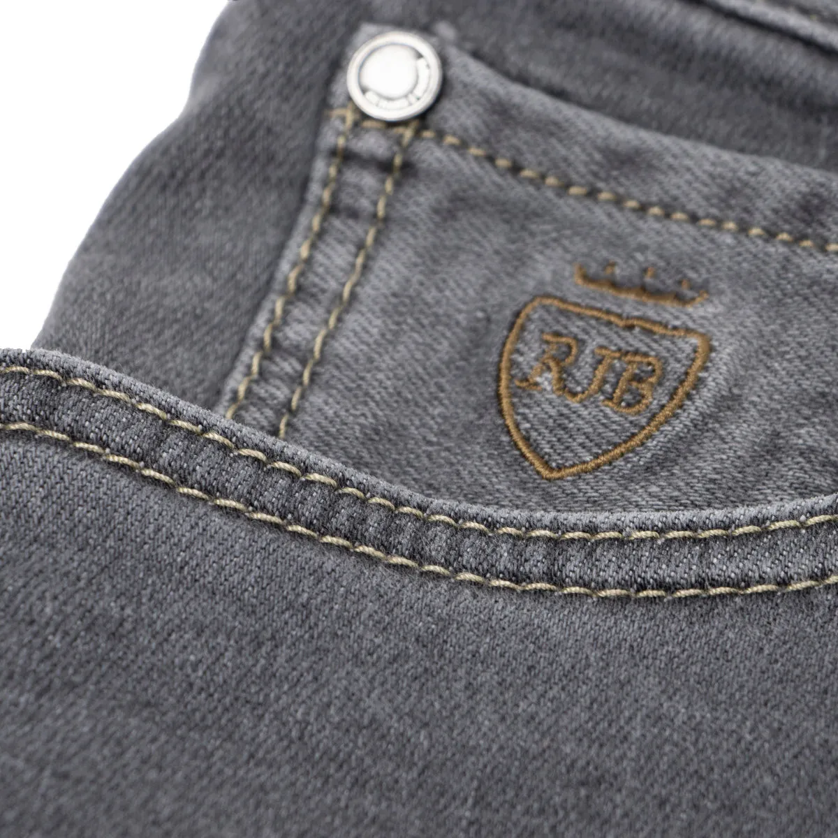 Washed Grey Cashmere Denim 'Milano' Regular Fit Jeans