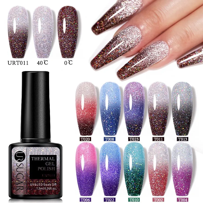 Wenkouban  Thermal Nail Polish Shiny Sequins Effect Color Change Gel Varnishes All For Manicure Nails Art UV Semi Permanent Gellak
