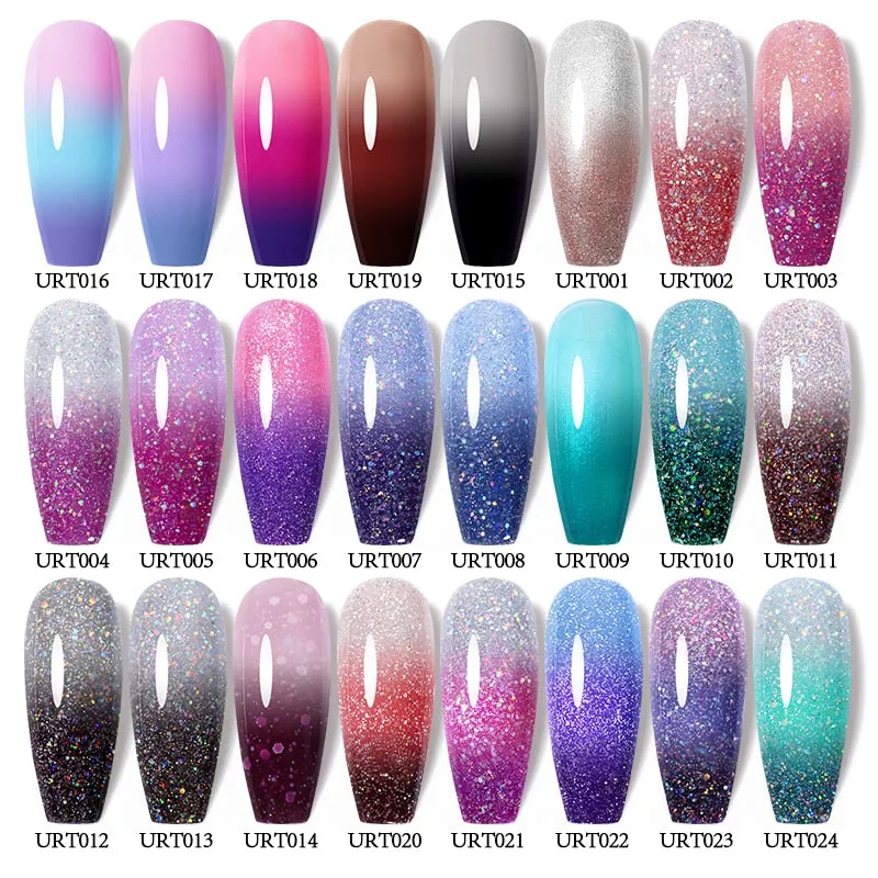Wenkouban  Thermal Nail Polish Shiny Sequins Effect Color Change Gel Varnishes All For Manicure Nails Art UV Semi Permanent Gellak