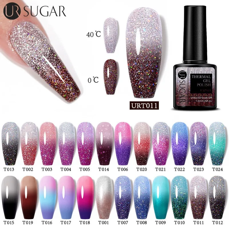 Wenkouban  Thermal Nail Polish Shiny Sequins Effect Color Change Gel Varnishes All For Manicure Nails Art UV Semi Permanent Gellak