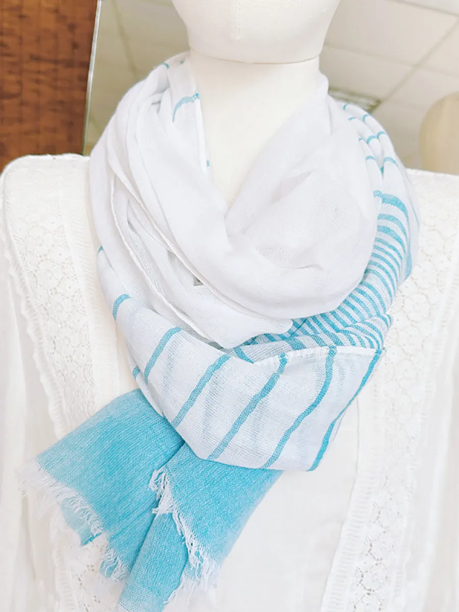 Women Summer Cotton Stripe Shawl Scarf XX1006