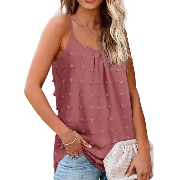 Women Summer Tank Tops Adjustable Spaghetti Strap Pom Pom Female Camisole