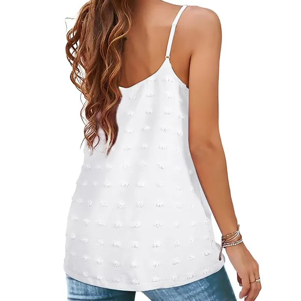 Women Summer Tank Tops Adjustable Spaghetti Strap Pom Pom Female Camisole