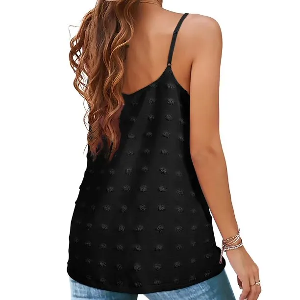 Women Summer Tank Tops Adjustable Spaghetti Strap Pom Pom Female Camisole