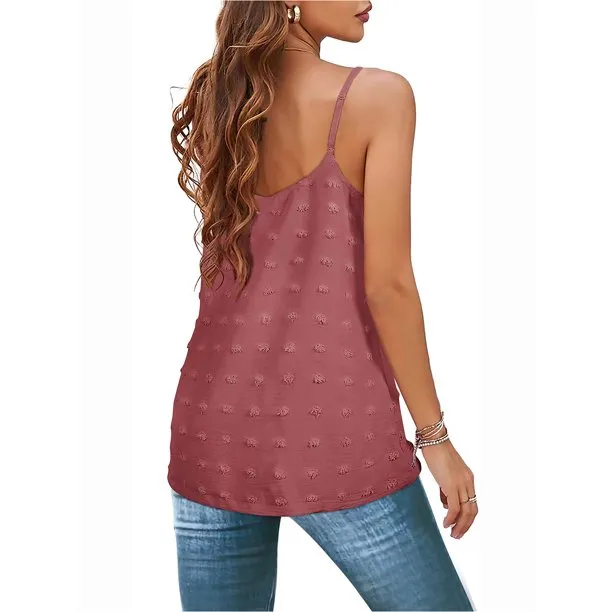 Women Summer Tank Tops Adjustable Spaghetti Strap Pom Pom Female Camisole