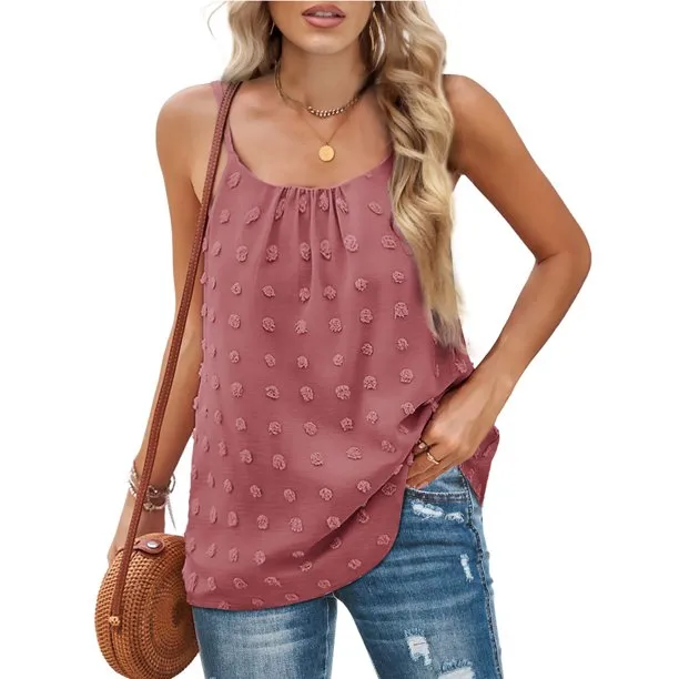 Women Summer Tank Tops Adjustable Spaghetti Strap Pom Pom Female Camisole