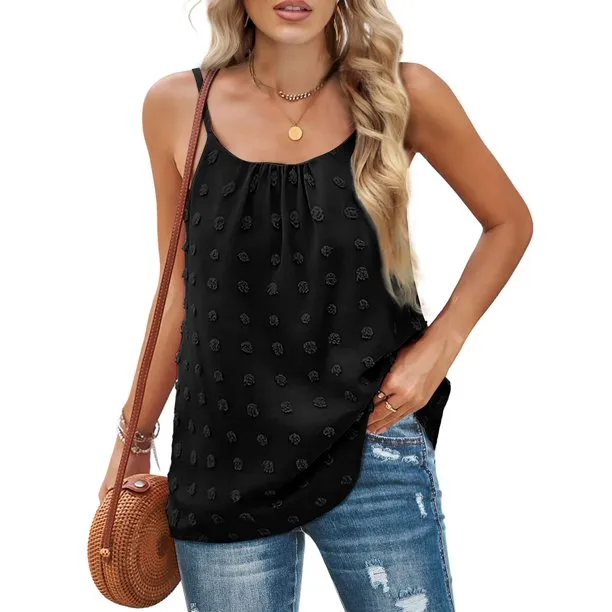 Women Summer Tank Tops Adjustable Spaghetti Strap Pom Pom Female Camisole