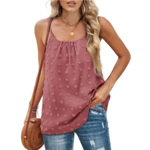 Women Summer Tank Tops Adjustable Spaghetti Strap Pom Pom Female Camisole