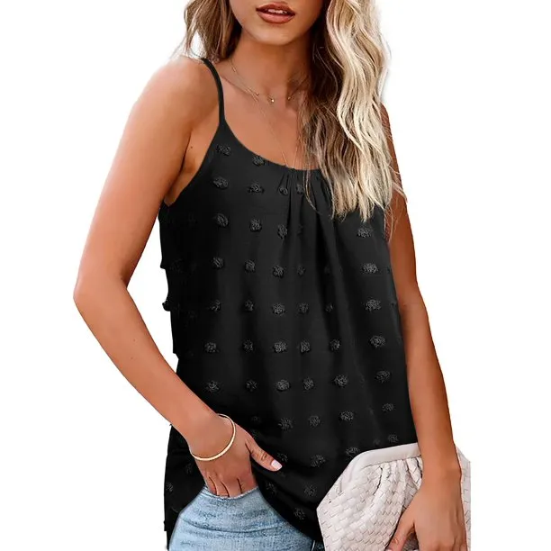 Women Summer Tank Tops Adjustable Spaghetti Strap Pom Pom Female Camisole