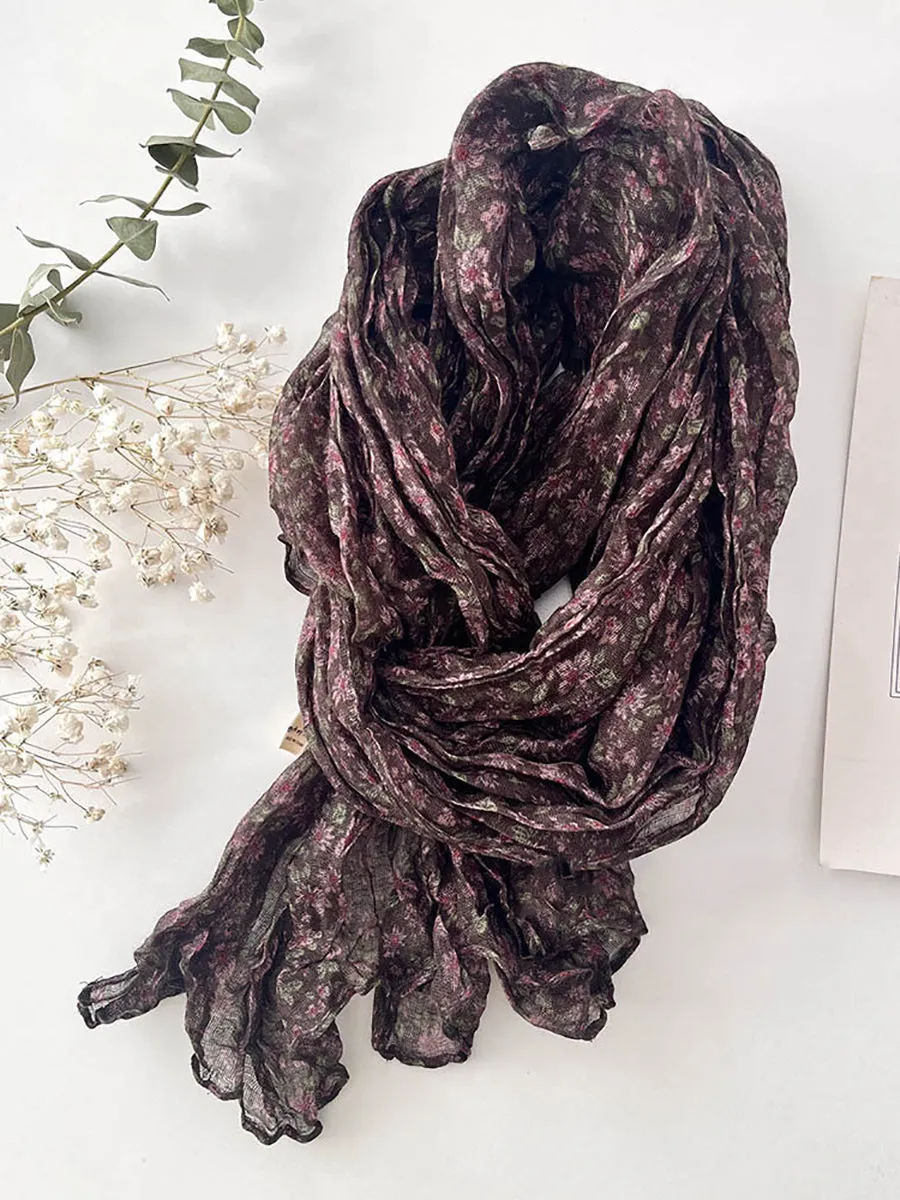 Women Summer Vintage Floral Cotton Scarf IO1015