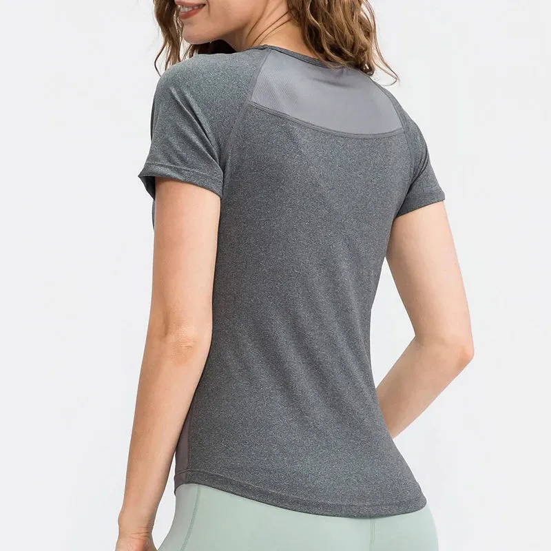 Women Yoga Tops Breathable Quick Dry Short Sleeve Gym T Shirt